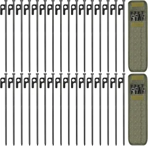 32-Piece Heavy Duty 12in Forged Steel Tent Pegs with Storage Bag - Camping Tent Stakes