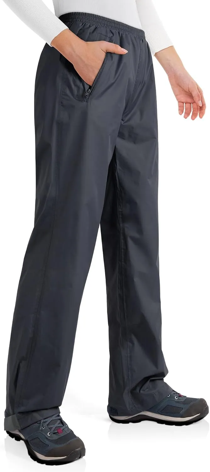 33,000ft Packable Rain Pants for Women Waterproof Pants Lightweight Rain Over Pants Outdoor Windproof Pant for Golf Hiking