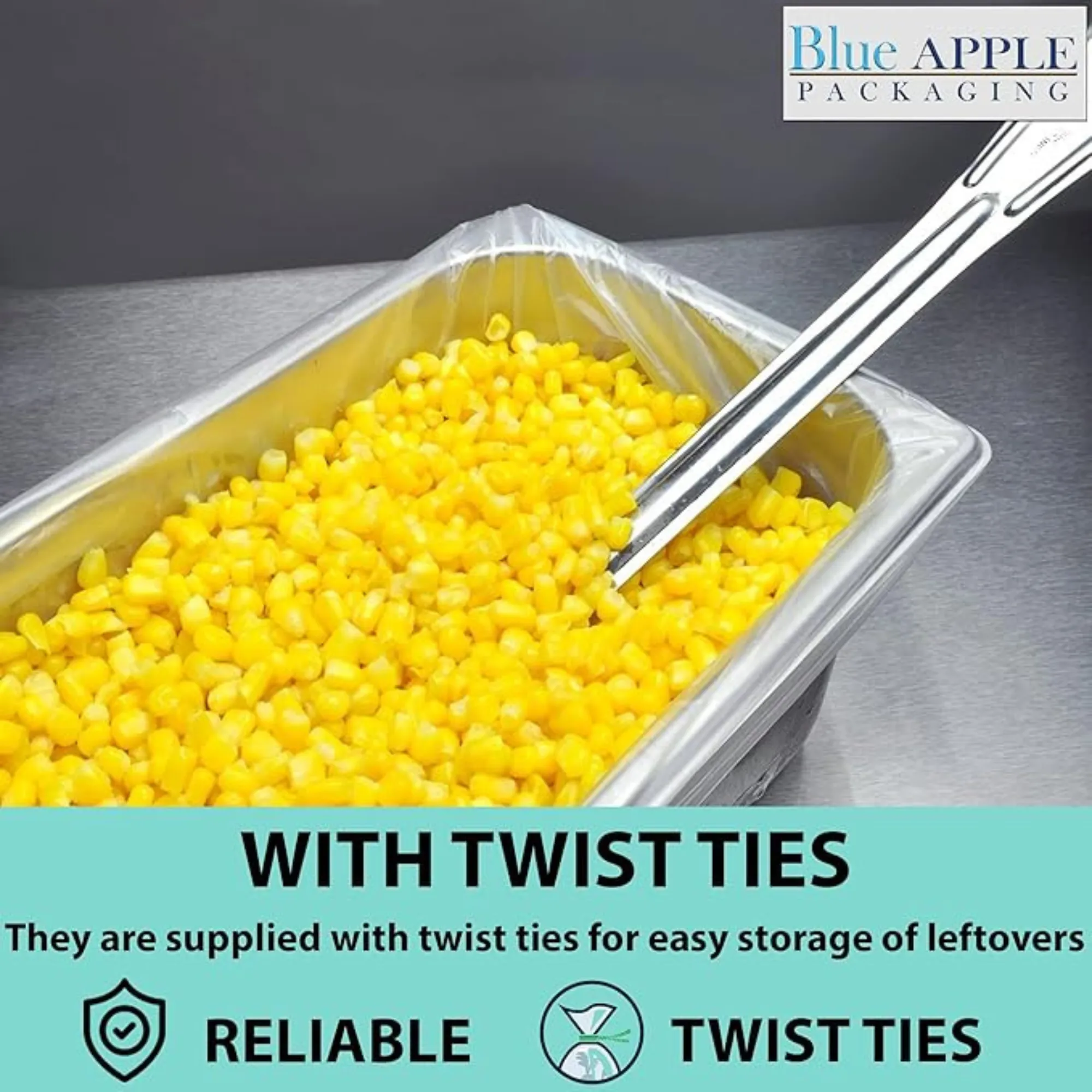 34X25 inches Steam Table Pan Liners 0.5 Mil With Twist Ties HDPE