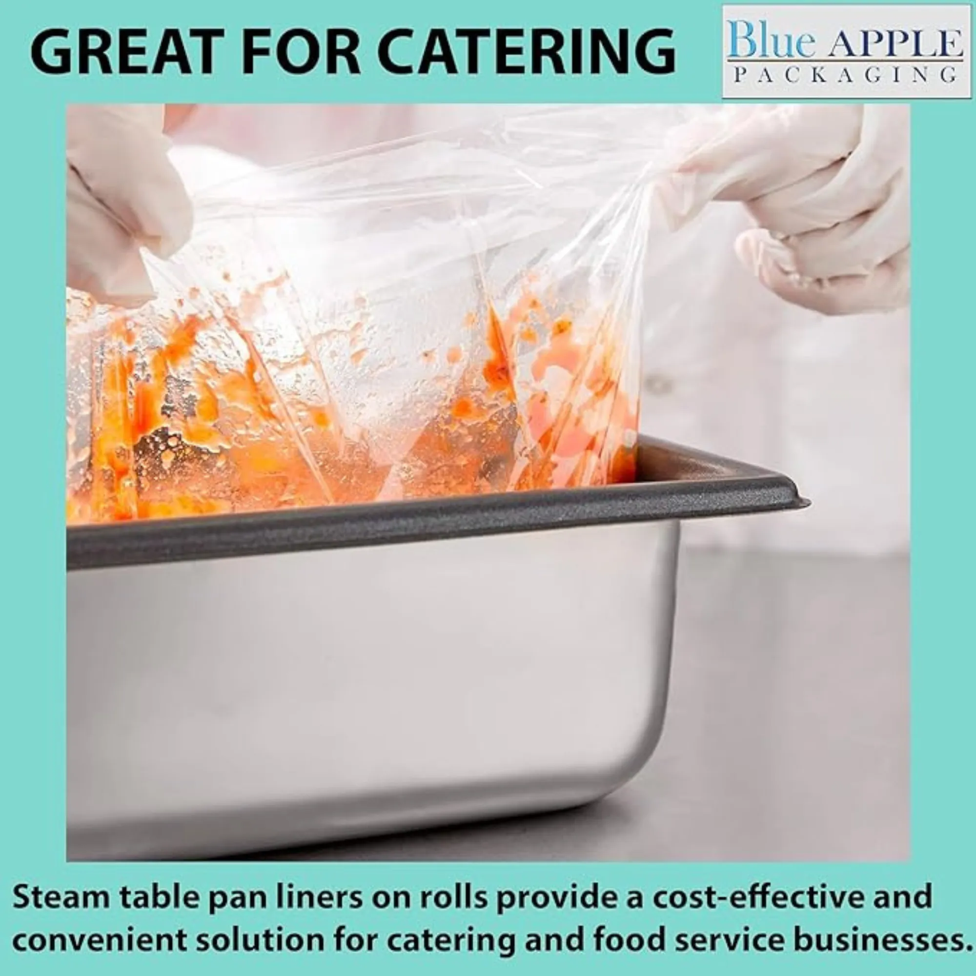 34X25 inches Steam Table Pan Liners 0.5 Mil With Twist Ties HDPE
