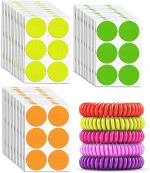 360 Pack Mosquito Stickers with 5 Pack Mosquito Bracelets for Kids and Adults - Natural Deet Free Citronella Mosquito Patches for Indoor Outdoor Traveling Camping Hiking Fishing