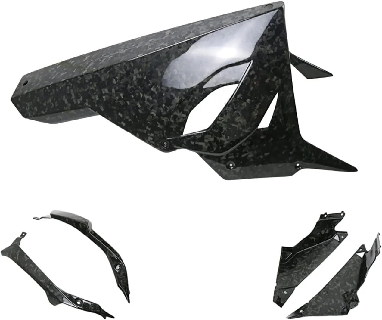 3K Full Pure Carbon Fiber Belly Pan Motorcycle Body Undertray Under Fairing Kit Compatible With BMW Compatible With S1000RR 2020  Compatible With M1000RR Akrapovic Version(Forged Carbon Weave)
