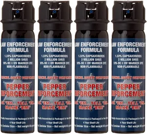 4-Pack Fogger Pepper Spray, 4 oz. Flip Top, 10% OC Maximum Strength Fog Formula, Non Lethal Self Defense, Personal Protection, Home Safety