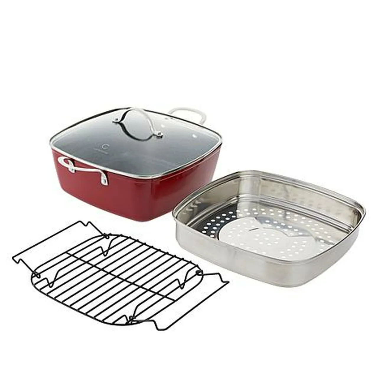 4-Piece: Curtis Stone Dura-Pan Chef Square Saute Set (Refurbished)