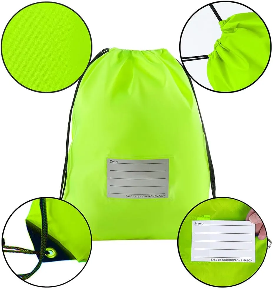 40 Pcs Drawstring Bags,Bulk Draw String Backpack, DIY Gym Sports Cinch Bag Sackpack for Women Men, Fluorescent Green