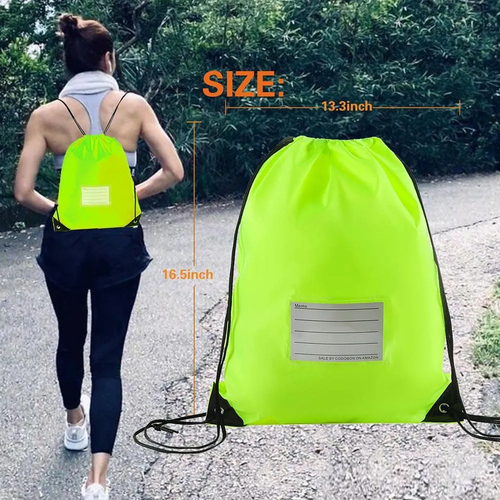 40 Pcs Drawstring Bags,Bulk Draw String Backpack, DIY Gym Sports Cinch Bag Sackpack for Women Men, Fluorescent Green
