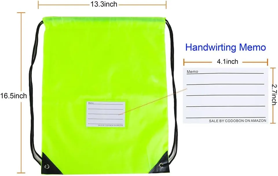 40 Pcs Drawstring Bags,Bulk Draw String Backpack, DIY Gym Sports Cinch Bag Sackpack for Women Men, Fluorescent Green