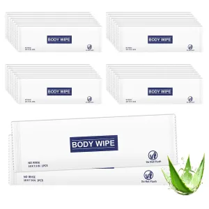 500 pcs Body Wet Wipes Individually Wrapped, Disposable Skin Cleansing Wipes, Individual Wrapped, Safe, Convenient, Lightweight, Aloe Vera for Butt, Hands, Face Cleaning, Daily Use