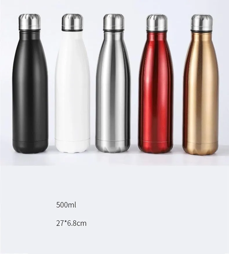 500ML Kettle, Double-layer Stainless Steel Sports Water Bottle, Suitable For Outdoor Travel And Camping(Red)