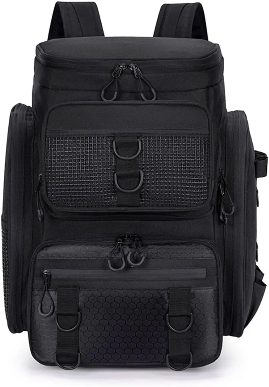 50L Fishing Bag with Rod Holders Chest Bag Fish Tackle Lure Organizer Storage Backpack Outdoor Camping Hiking Large Bagpack(Black)