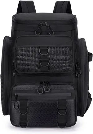 50L Fishing Bag with Rod Holders Chest Bag Fish Tackle Lure Organizer Storage Backpack Outdoor Camping Hiking Large Bagpack(Black)
