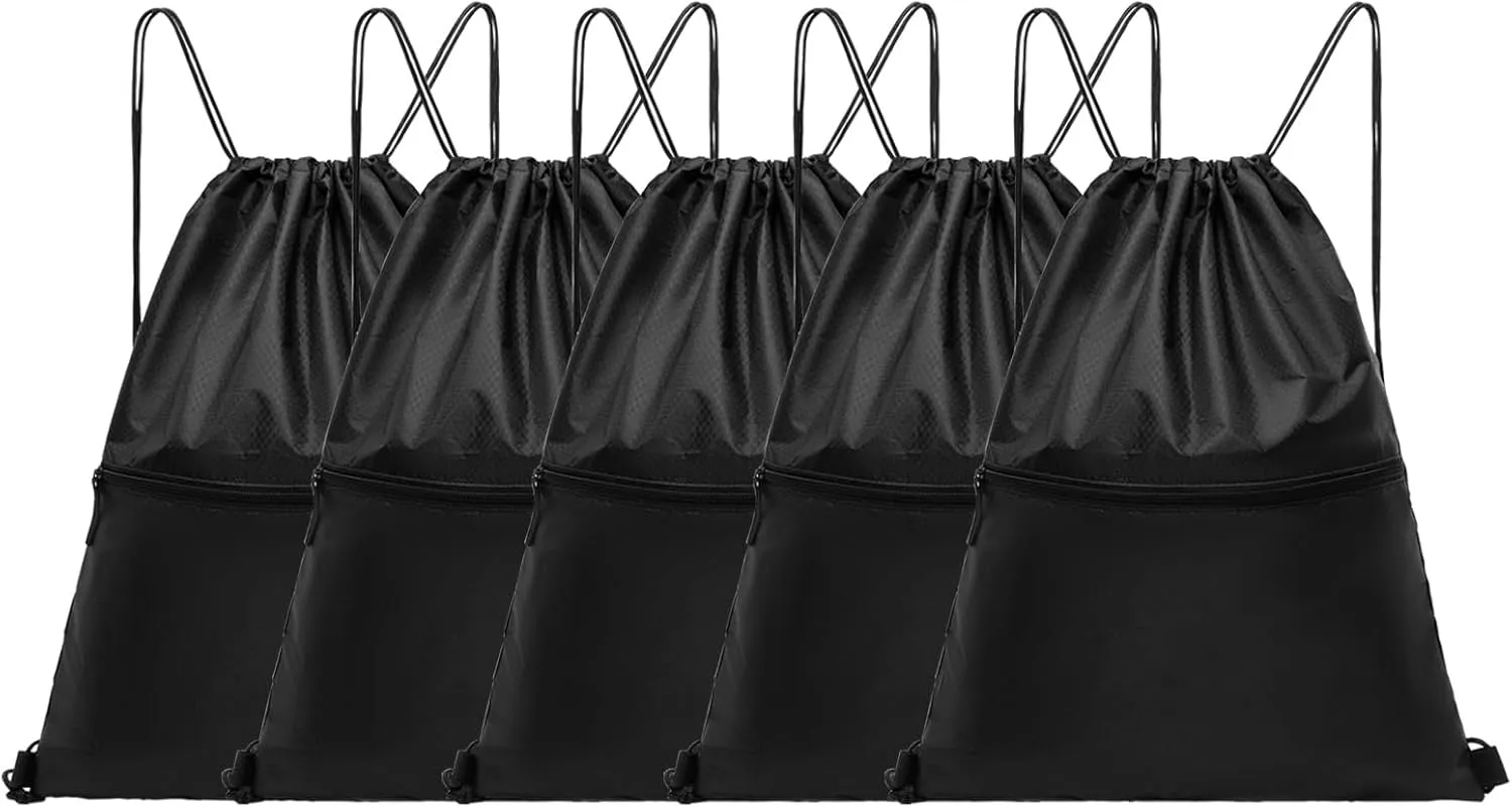 5Pcs Drawstring Backpack String Bag: Gym Drawstring Bag for Men Bulk