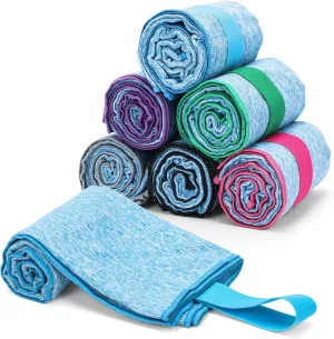 6 Pack Sweat Towels for Men Women Working Out Lightweight Quick-Dry Microfiber Gym Towel for Running Fitness Yoga Tennis Riding Hiking Exercise Fishing(6 Pack(Blue))