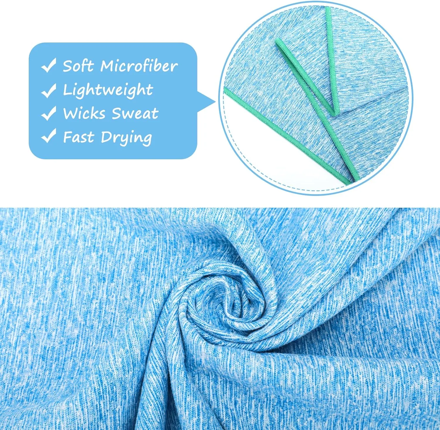 6 Pack Sweat Towels for Men Women Working Out Lightweight Quick-Dry Microfiber Gym Towel for Running Fitness Yoga Tennis Riding Hiking Exercise Fishing(6 Pack(Blue))