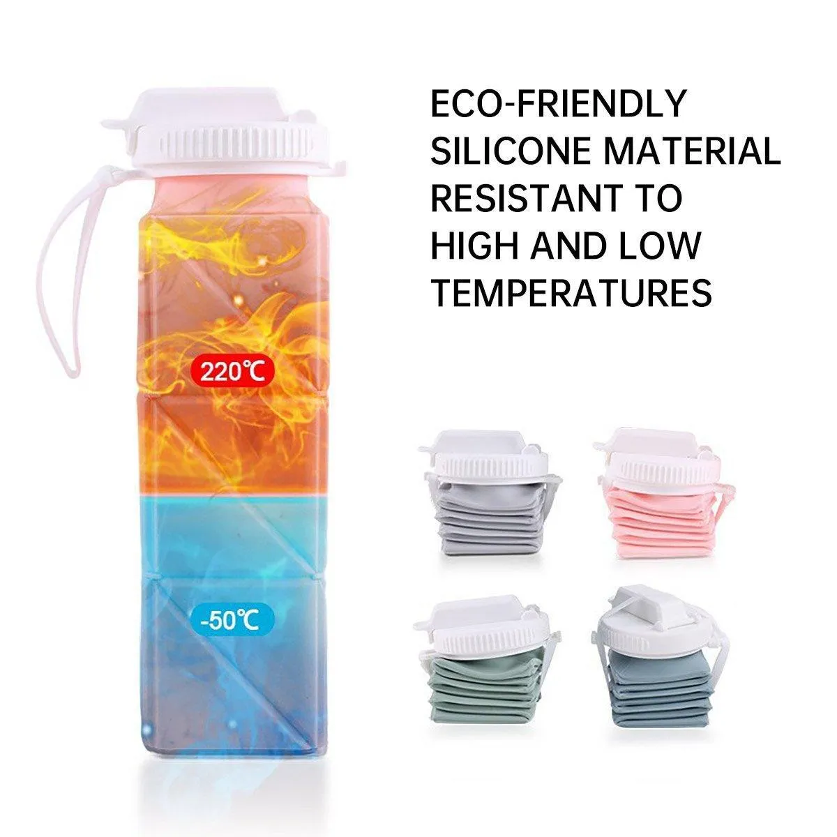620ml Silicone Folding Water Bottle Food Grade Outdoor Sports Kettle High Temp