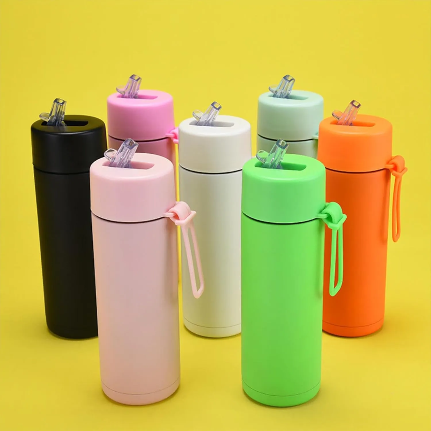 650ml/22oz Portable Silicone Handle Sports Kettle American Large Mouth Stainless Steel Insulated Cup-Light pink
