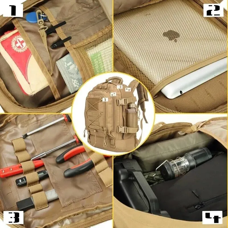 65L Military Tactical Backpack Army Molle Assault Rucksack Men Backpacks Travel Camping Hunting Hiking Bag (camo 1)