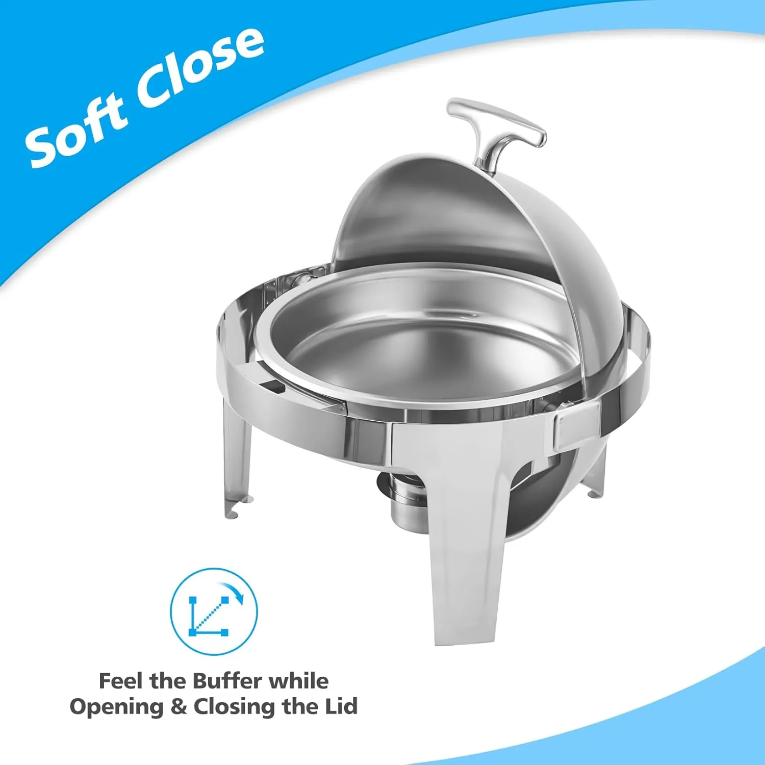 6.8 Qt Round Chafing Dish Buffet Set, Stainless Steel Roll Top Chafing Dishes with Fuel Holder, Water Pan, Chafers and Buffet Warmer Set for Catering, Party, Banquet
