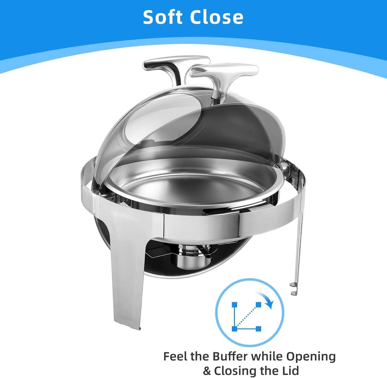 6.8 Qt Round Chafing Dish Buffet Set, Stainless Steel Roll Top Chafing Dishes with Visible Window & Fuel Holder, Water Pan, Chafers and Buffet Warmer Set for Catering, Party, Banquet
