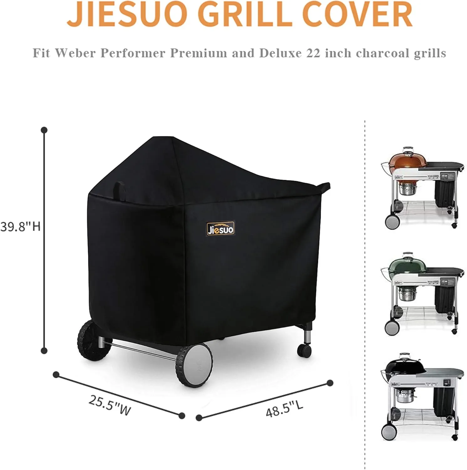7152 Grill Cover for Weber Performer Deluxe Charcoal: Heavy Duty Waterproof 22 Inch BBQ Cover for Weber Performer Charcoal Grills