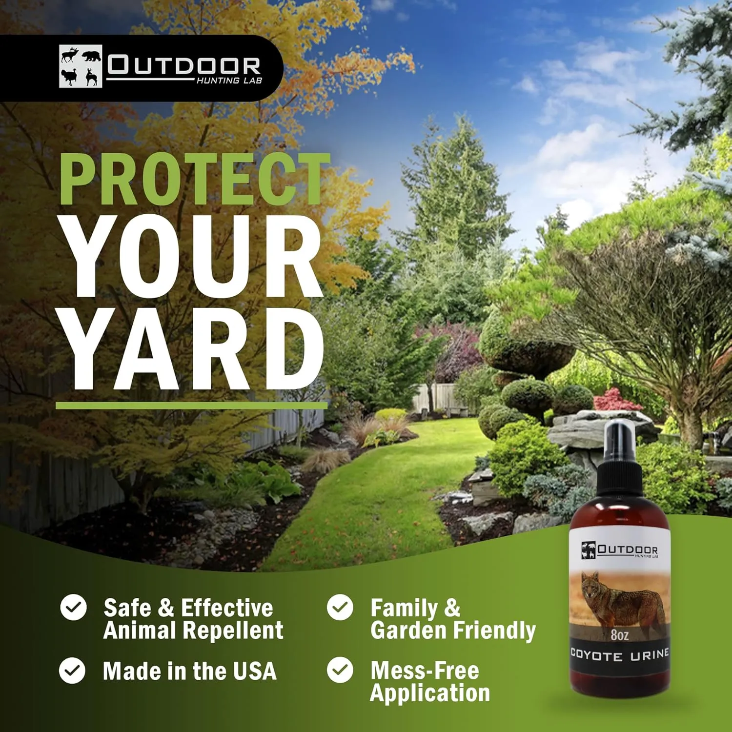 8 oz. Coyote Urine Spray with Scent Wick - Protect Your Home, Lawn and Garden (2 Bottles)