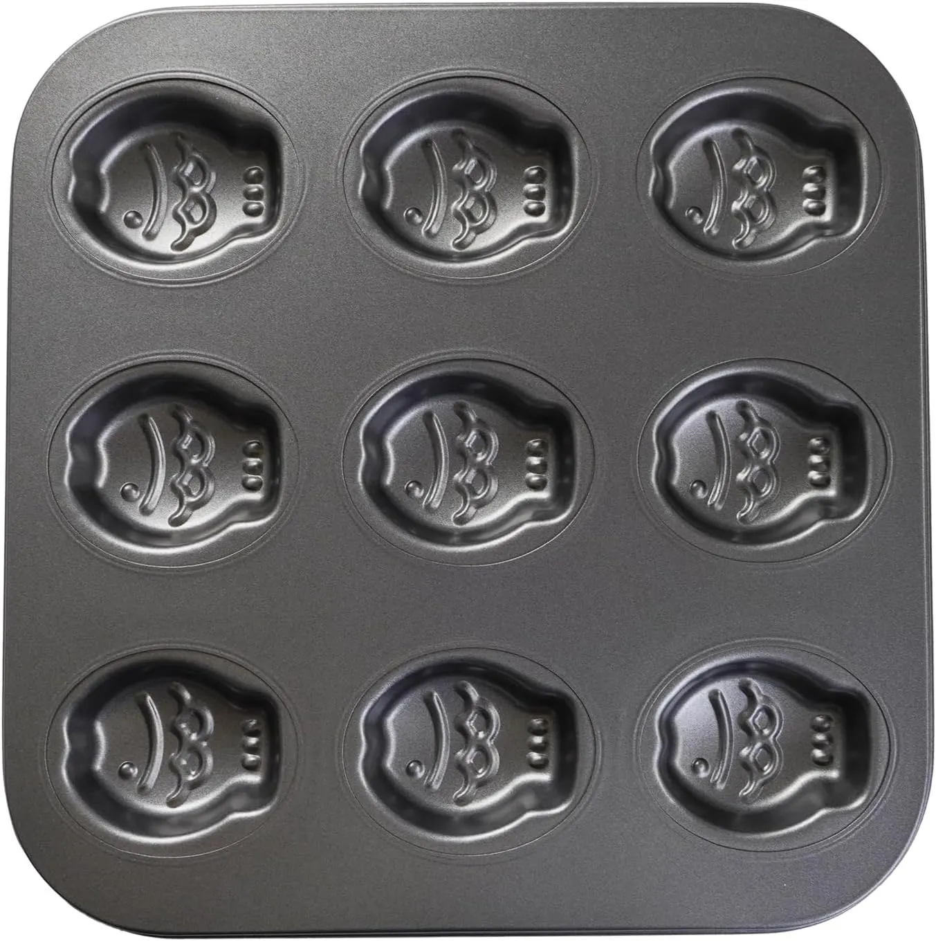 9 Cup Nonstick Fish Shape Muffin Cupcake Pan Mini Taiyaki Cake Fondant Topper Decoration Cornbread Cat Dog Puppy Treat Ice Cube Chocolate Madeleine Cookie Biscuit Baking Tin Tray Mold Maker