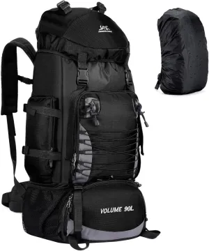 90L Hiking Backpack, Waterproof Camping Bag with Rain Cover, Lightweight Backpacking Back Pack