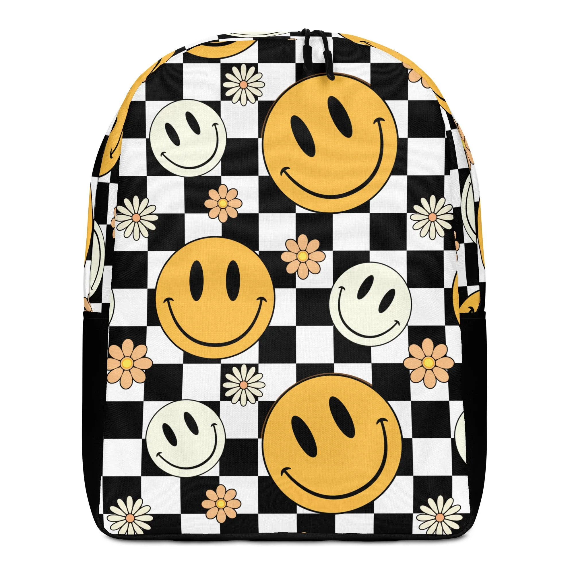 90s Happy Face Checkered Minimalist Backpack