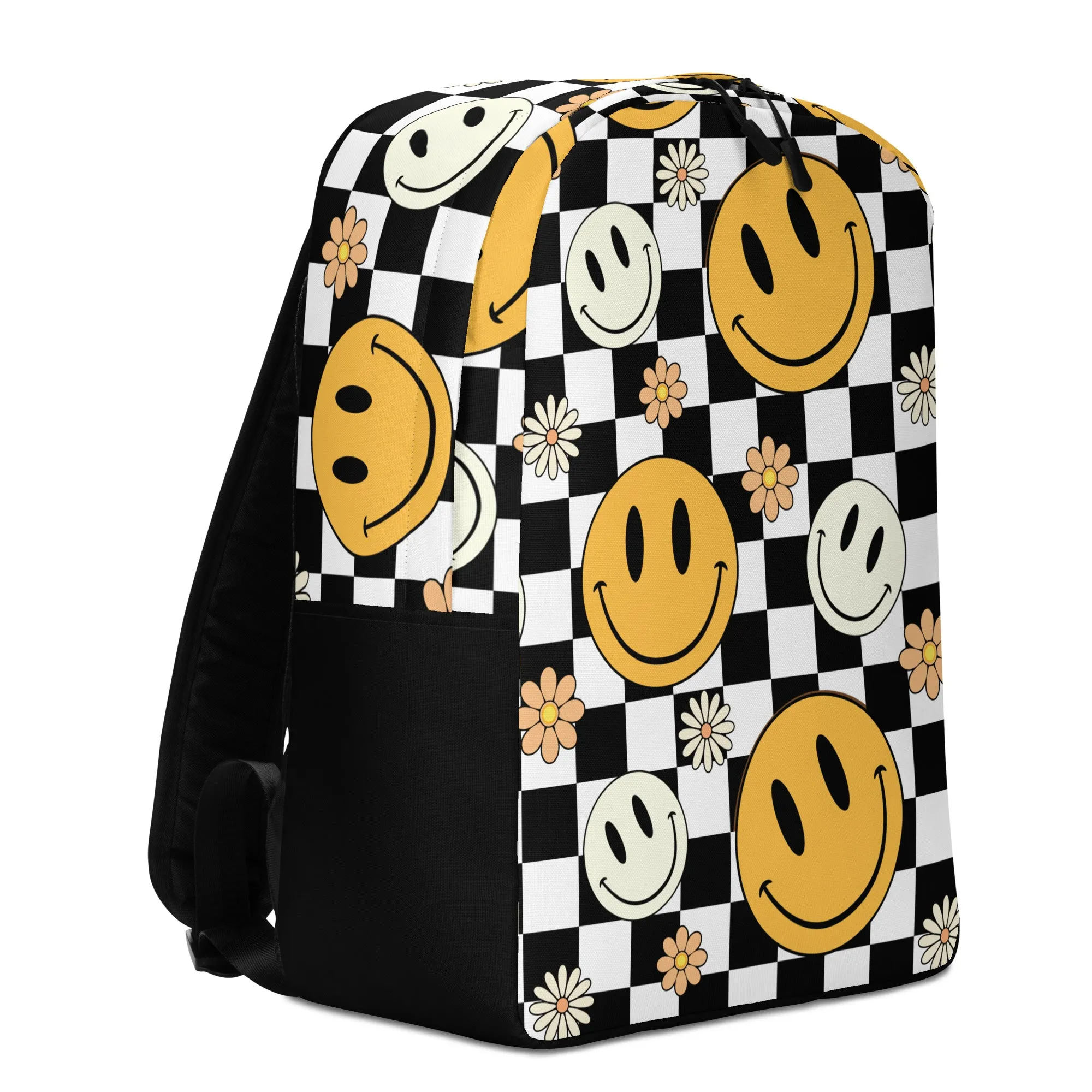 90s Happy Face Checkered Minimalist Backpack