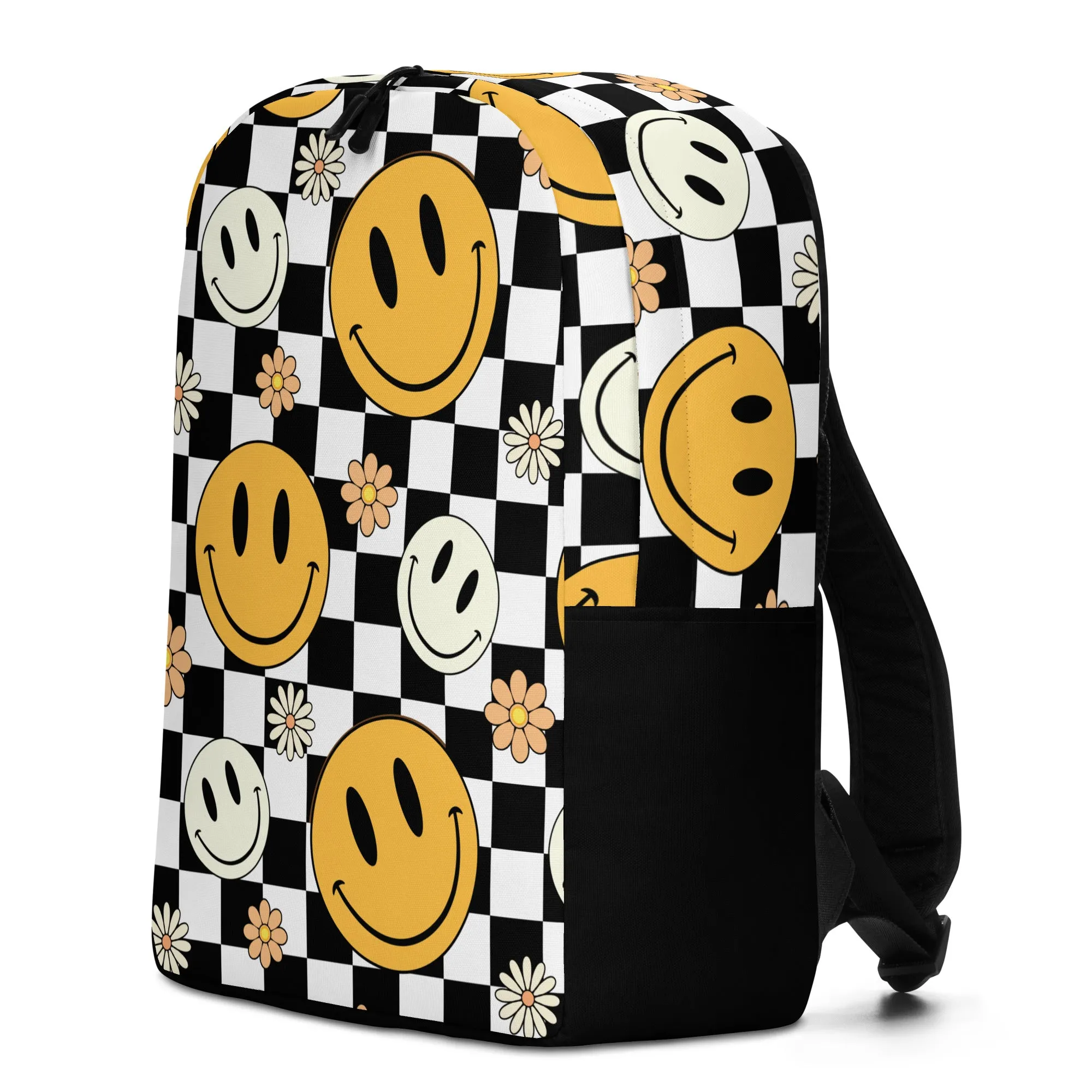 90s Happy Face Checkered Minimalist Backpack