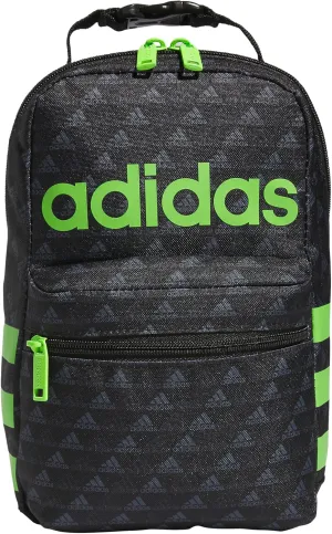 adidas Unisex Santiago Lunch Bag, Insulated School Food Container Box Discontinued, BOS Mini Monogram Black/Lucid Lime Green/2.0, One Size