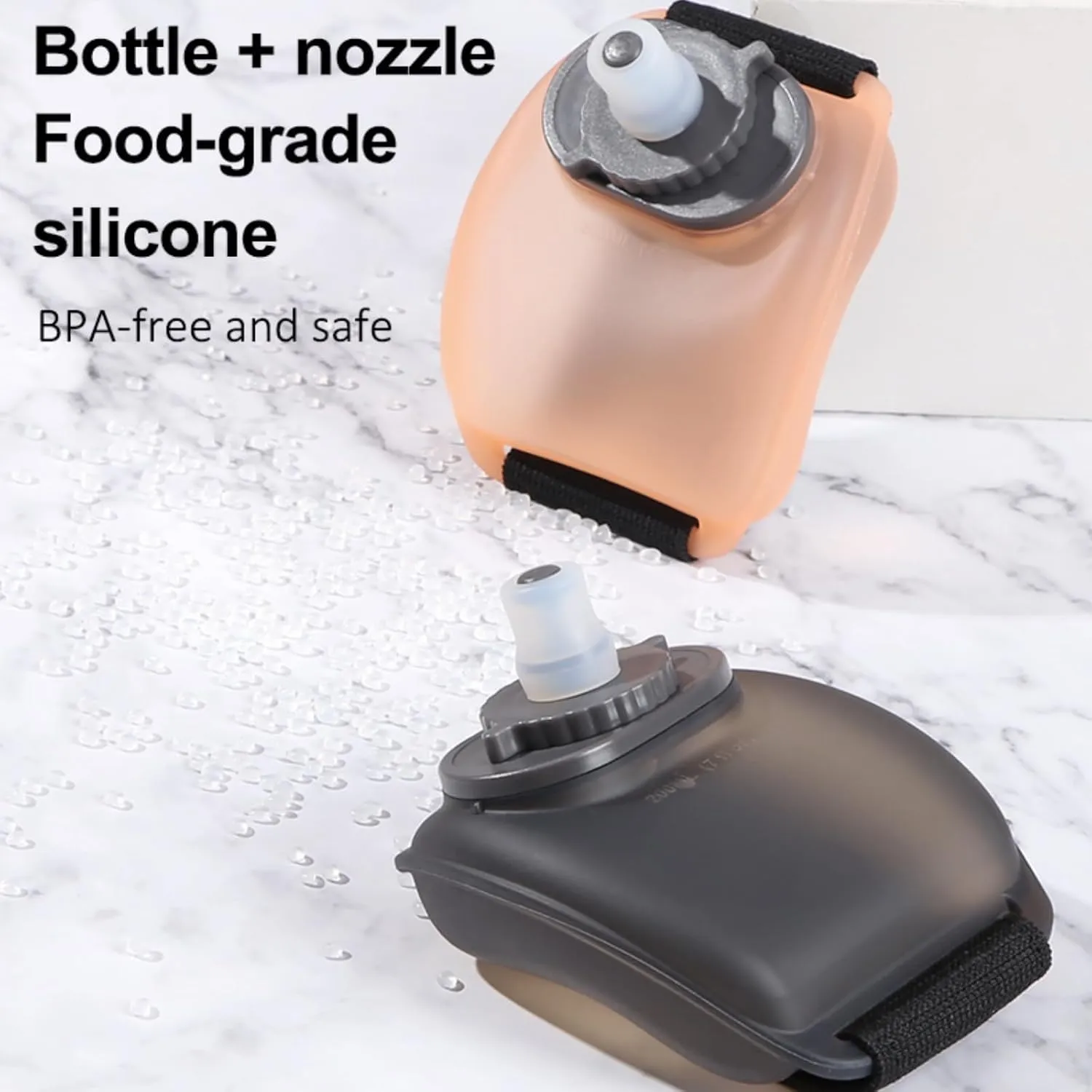 Adjustable Wrist Water Bottles,Wearable HandsFree Silicone Portable Running Water Bottle Handheld,Summer Camp Marathon Hydrating Tool, 7 Oz
