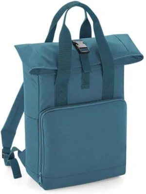 Adults Travel Use Shoulder Strap Clip Closure Twin Handle Roll Top Backpack Airforce Blue One Size