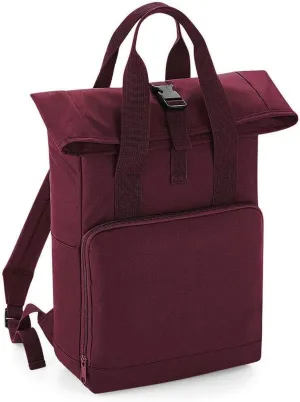 Adults Travel Use Shoulder Strap Clip Closure Twin Handle Roll Top Backpack Burgundy One Size