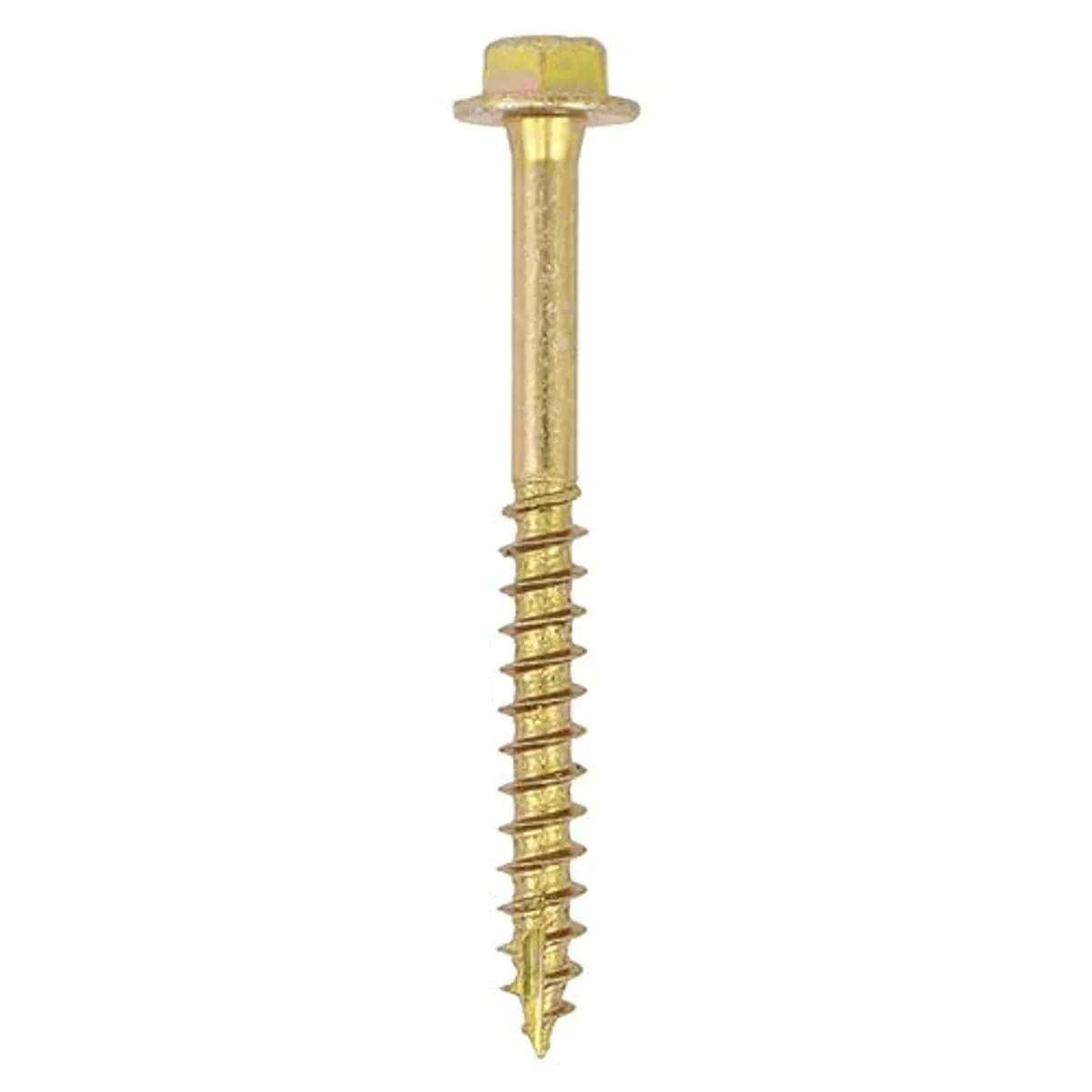 Advanced Coach Screws – Hex Flange – Gold – Aggressive Slash Point tip for Easy Driving – 3 x Faster Than Standard Coach Screws – 6.0 x 50 - Bag of 12