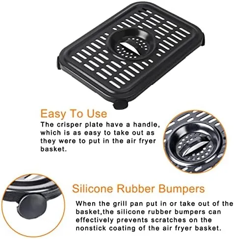 Air Fryer Crisper Plate for Ninja Foodi DZ201,2 Pcs Replacement Grill Pan for Ninja DZ100,Air Fryer Replacement Parts and Accessories