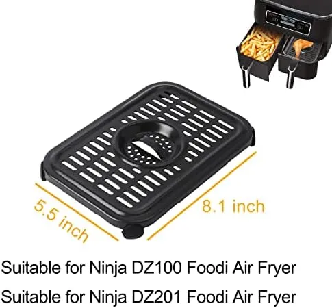 Air Fryer Crisper Plate for Ninja Foodi DZ201,2 Pcs Replacement Grill Pan for Ninja DZ100,Air Fryer Replacement Parts and Accessories