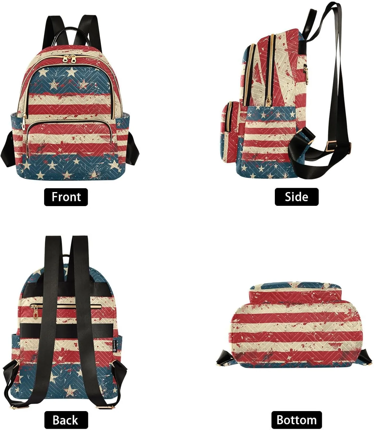 ALAZA 4th Of July American Flag Small Backpack Purse for Women Travel Bag Lightweight Shoulder Bag Fashion Daypack