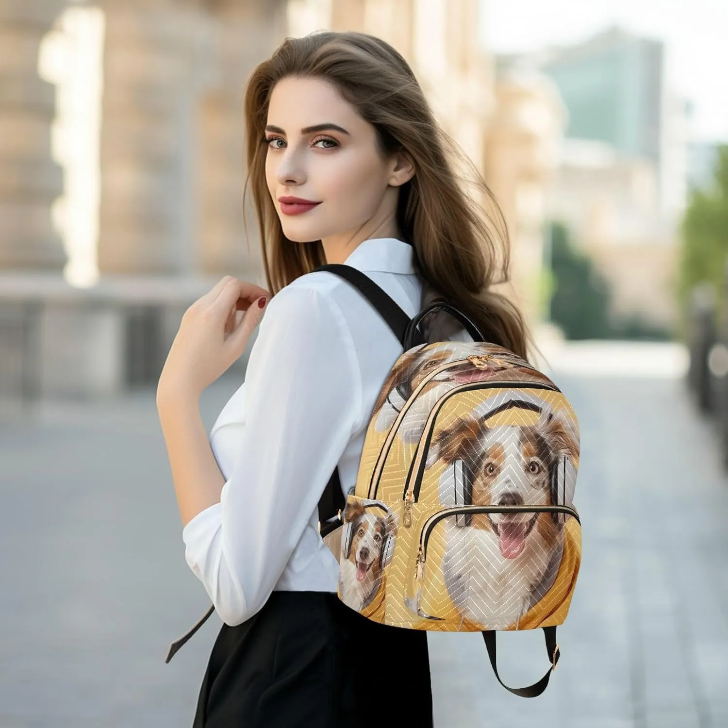ALAZA Australian Shepherd Dog Mini Backpack Purse for Women Travel Bag Lightweight Shoulder Bag Fashion Daypack