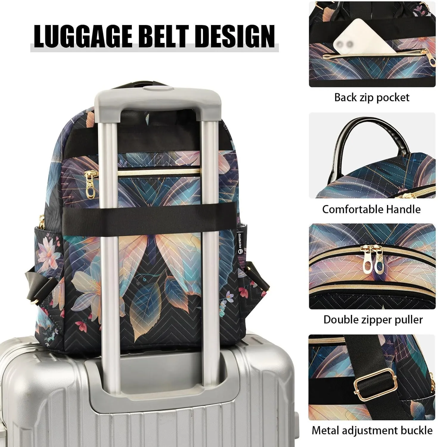 ALAZA Butterfly Small Backpack Purse for Women Travel Bag Lightweight Shoulder Bag Fashion Daypack677