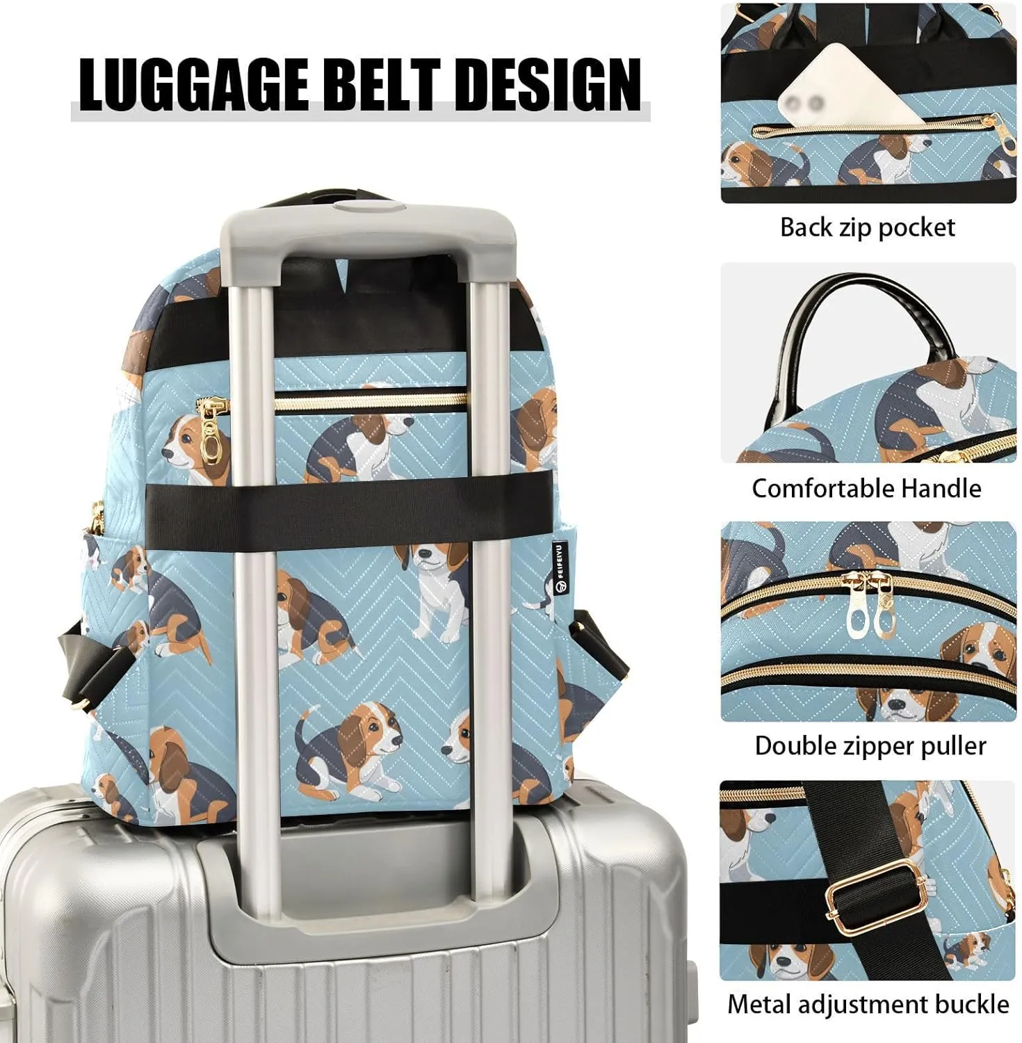 ALAZA Cute Beagle Dog Small Backpack Purse for Women Travel Bag Lightweight Shoulder Bag Fashion Daypack