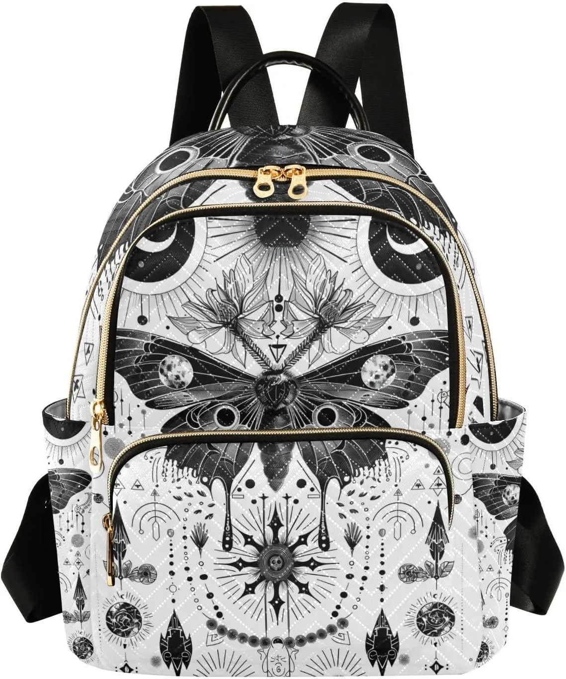 ALAZA Moth Butterfly Sun and Moon05 Small Backpack Purse for Women Travel Bag Lightweight Shoulder Bag Fashion Daypack