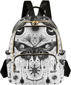 ALAZA Moth Butterfly Sun and Moon05 Small Backpack Purse for Women Travel Bag Lightweight Shoulder Bag Fashion Daypack
