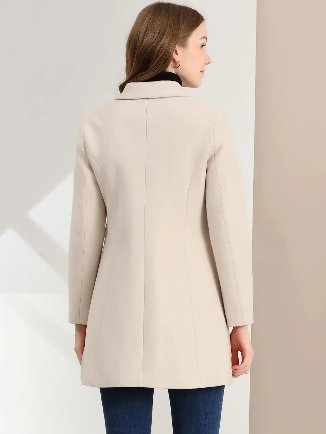 Allegra K Women's 2024 Coat Winter Vintage Single Breasted Long Peter Pan Collar Overcoat