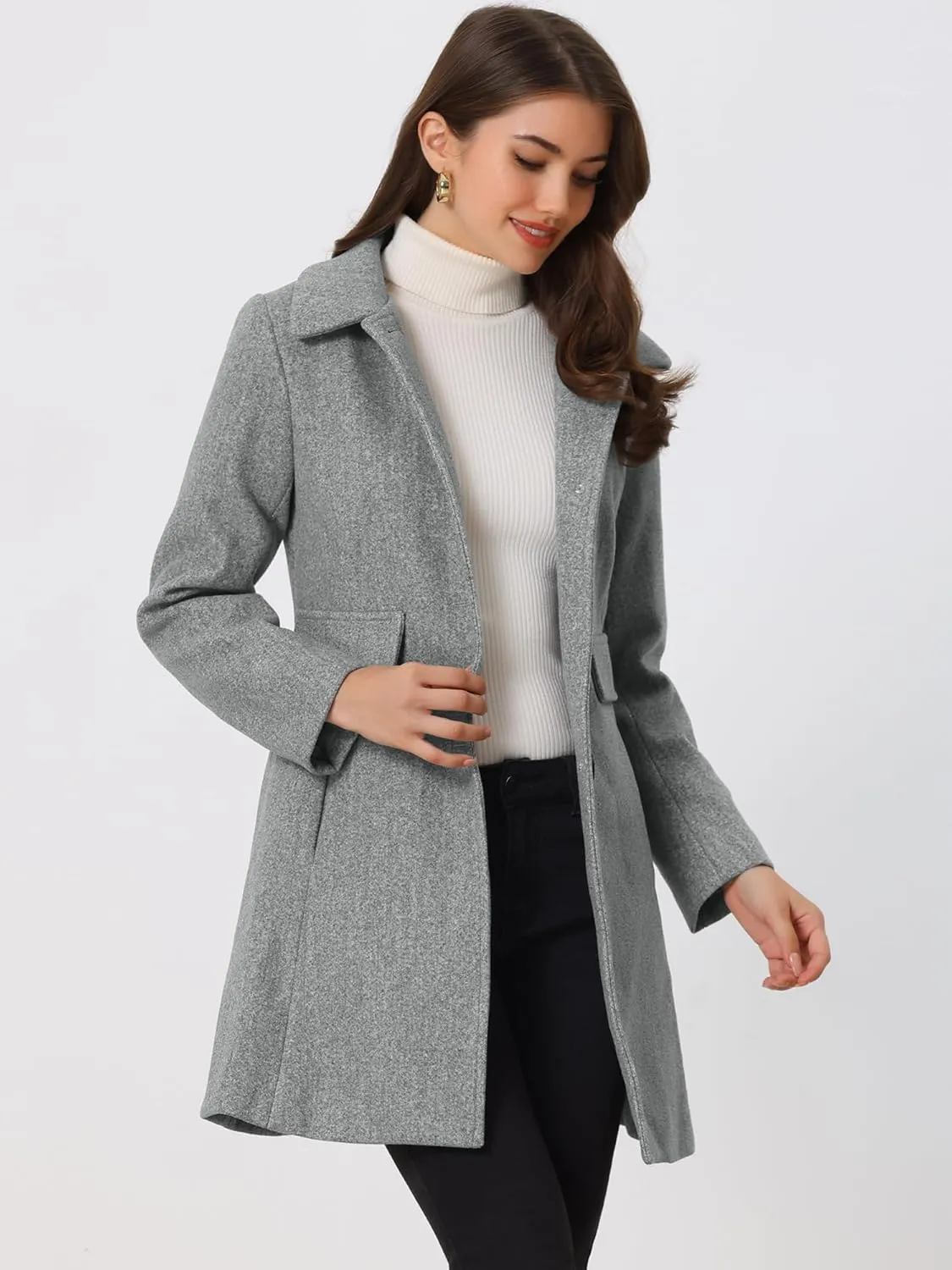 Allegra K Women's 2024 Coat Winter Vintage Single Breasted Long Peter Pan Collar Overcoat