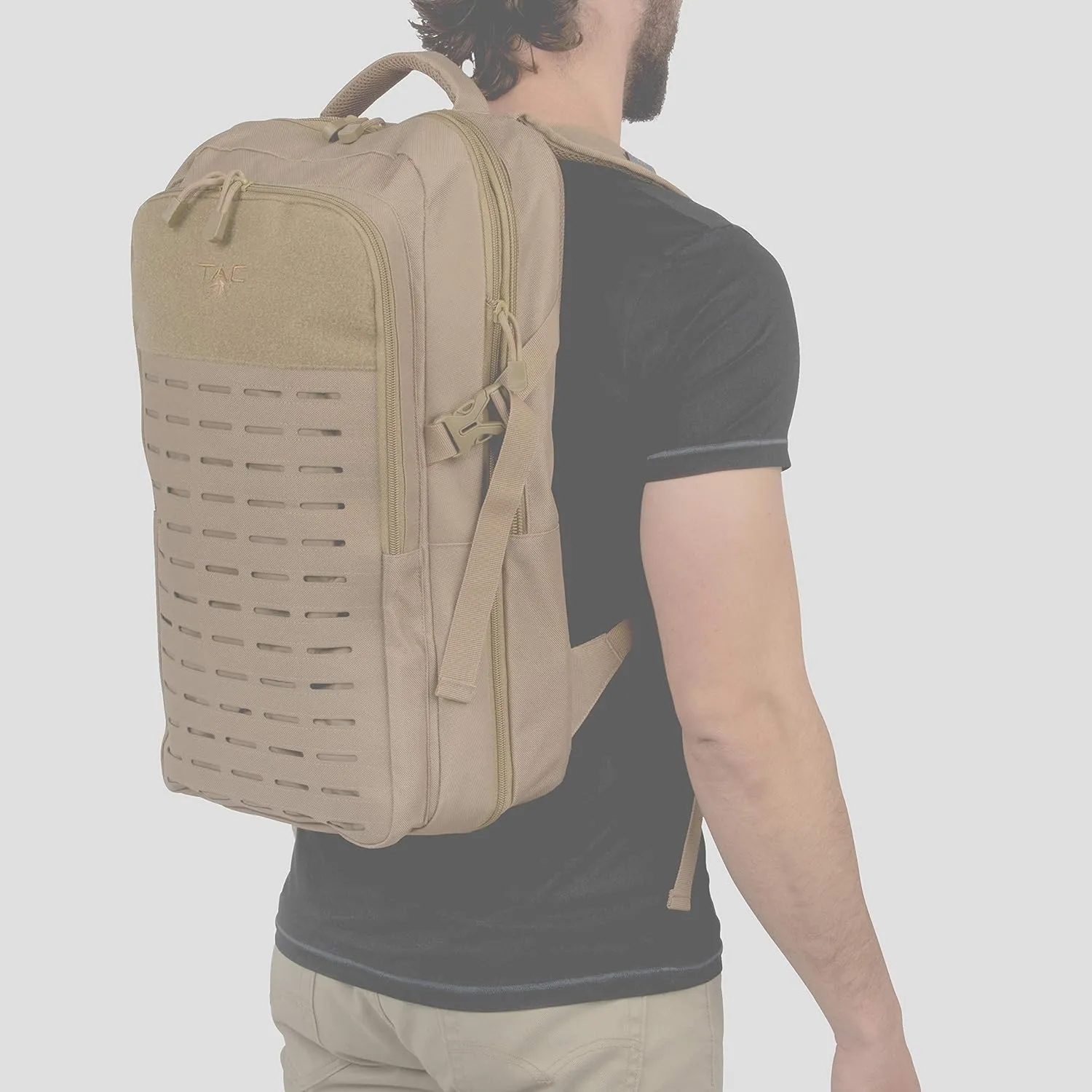 Allen Company Tac-Six Trench Tactical Expandable Backpack, Customizable Die-Cut MOLLE System, with Padded Laptop Sleeve, 11 L x 6 W x 19 H inches, 1254 cu.in. (20.6 liters), Coyote Brown, one Size