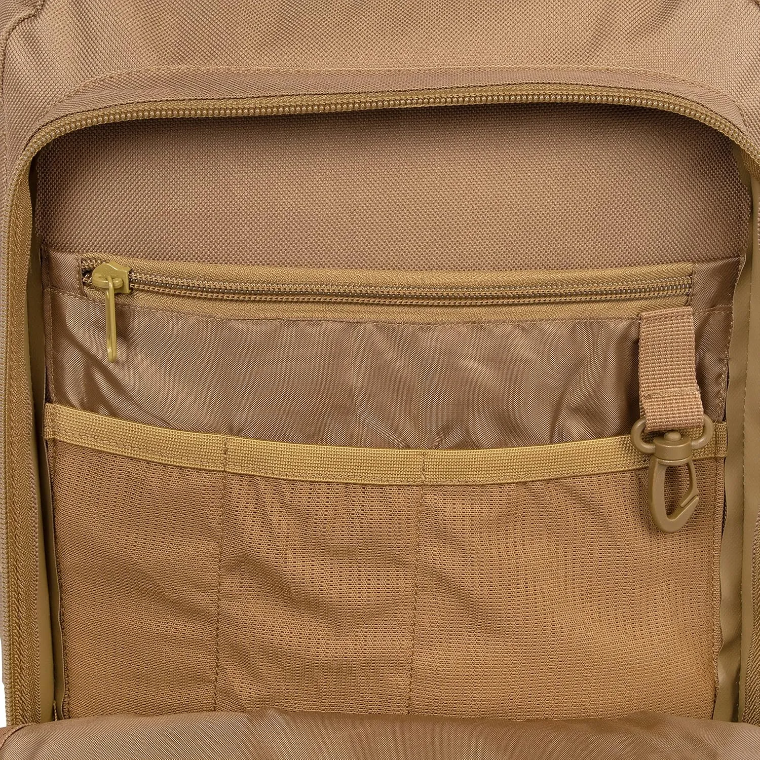 Allen Company Tac-Six Trench Tactical Expandable Backpack, Customizable Die-Cut MOLLE System, with Padded Laptop Sleeve, 11 L x 6 W x 19 H inches, 1254 cu.in. (20.6 liters), Coyote Brown, one Size