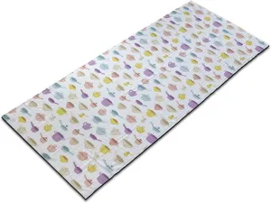 Ambesonne Kitchen Yoga Mat Towel, Colorful Cooking Pots Teapot Food Tools Frying Pan Household Utensils Tableware, Non-Slip Sweat Absorbent Yoga Pilates Workout Pad Cover, 25" x 70", Multicolor