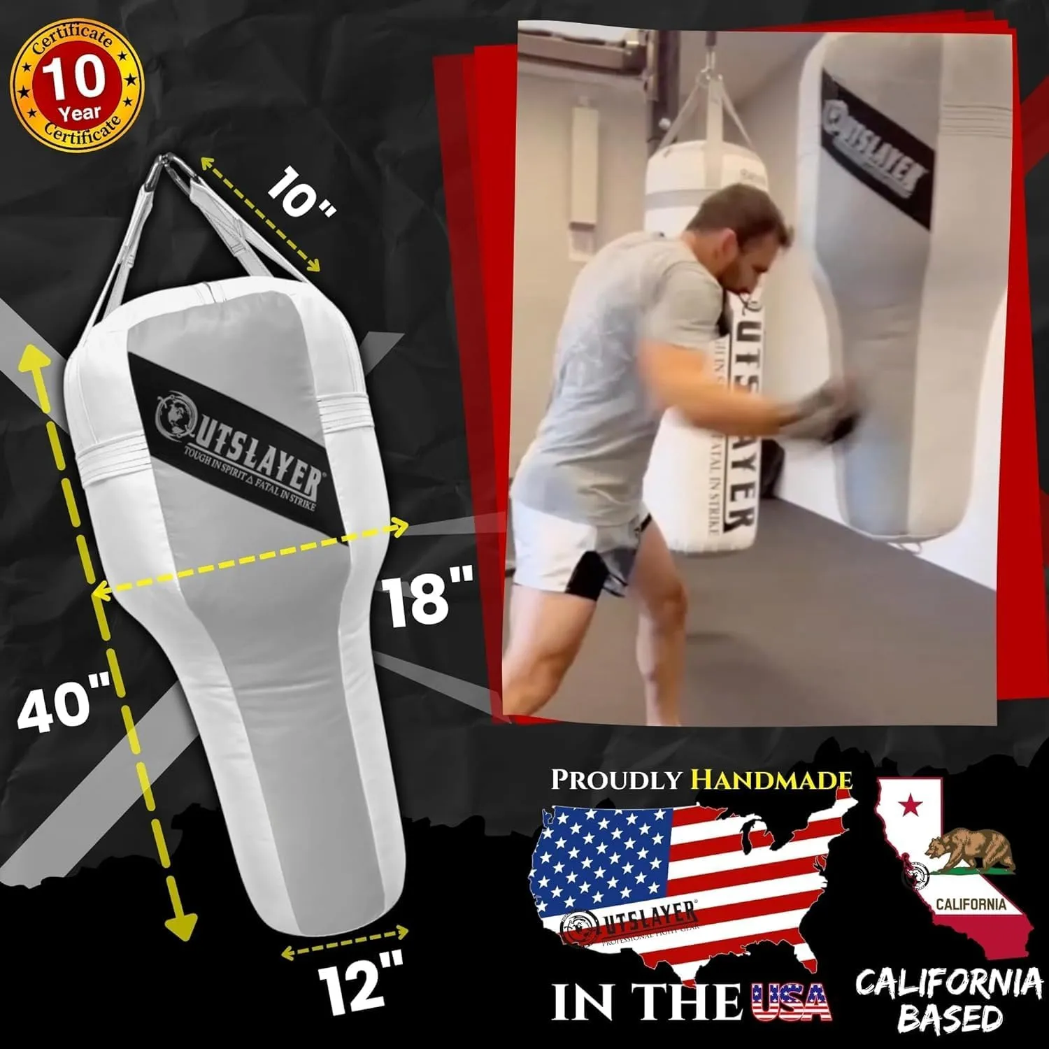 Angle Uppercut Heavy Punching Bag for Boxing & MMA - Customizable Colors, Optional D-Ring, Unfilled/Soft Filled Choices - Made in USA