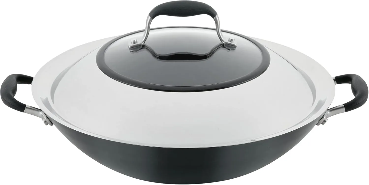 Anolon Advanced Home Hard-Anodized Nonstick Open Stock Cookware- Woks (14-Inch Covered Wok, Onyx)